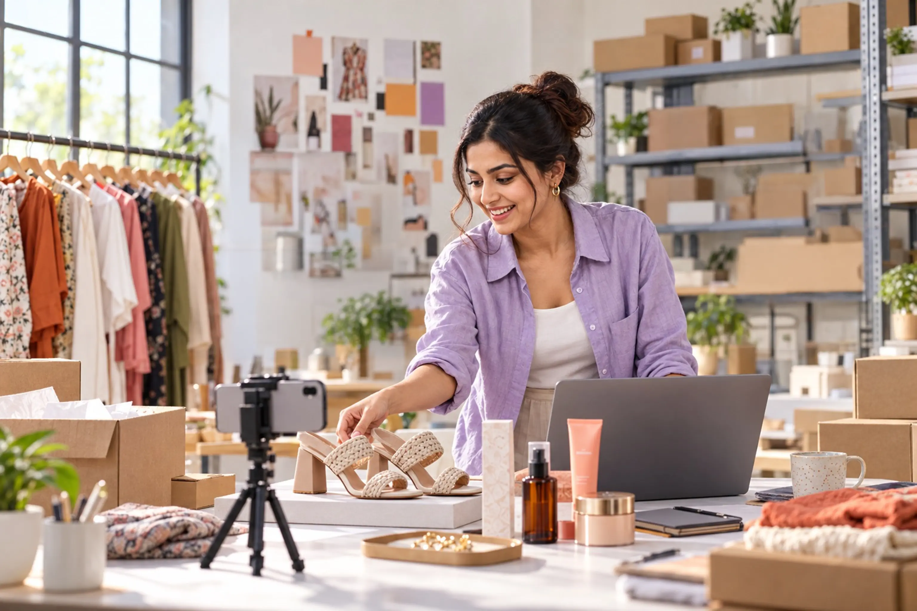 D2C founder preparing fashion and lifestyle products for online selling