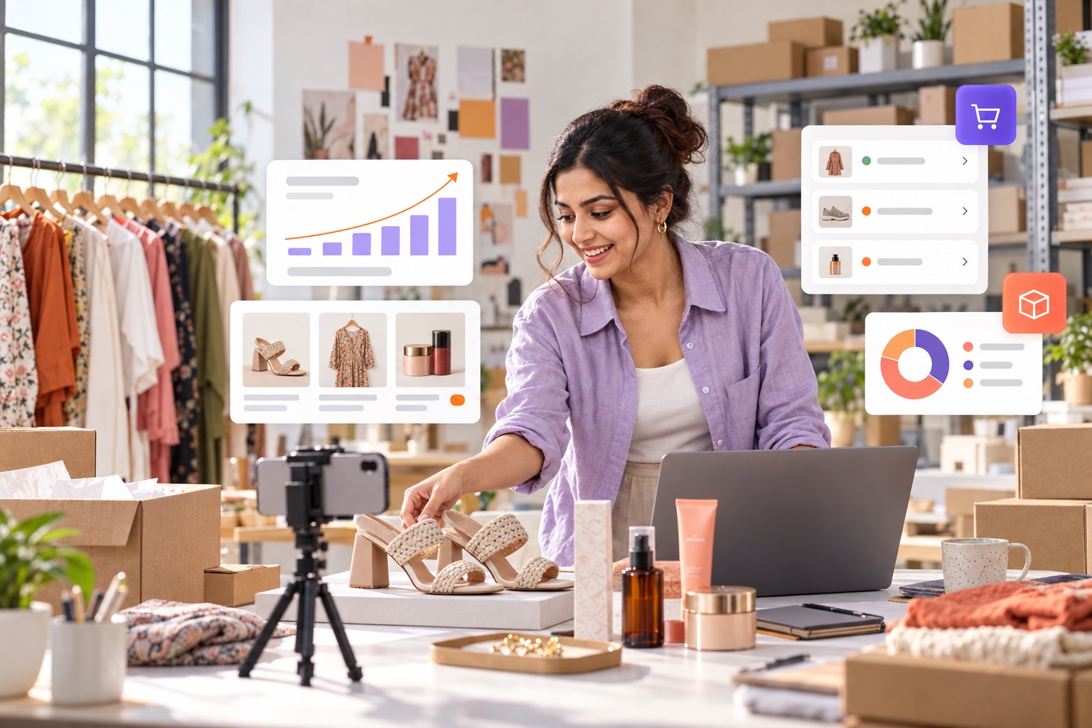 D2C founder preparing products for online selling